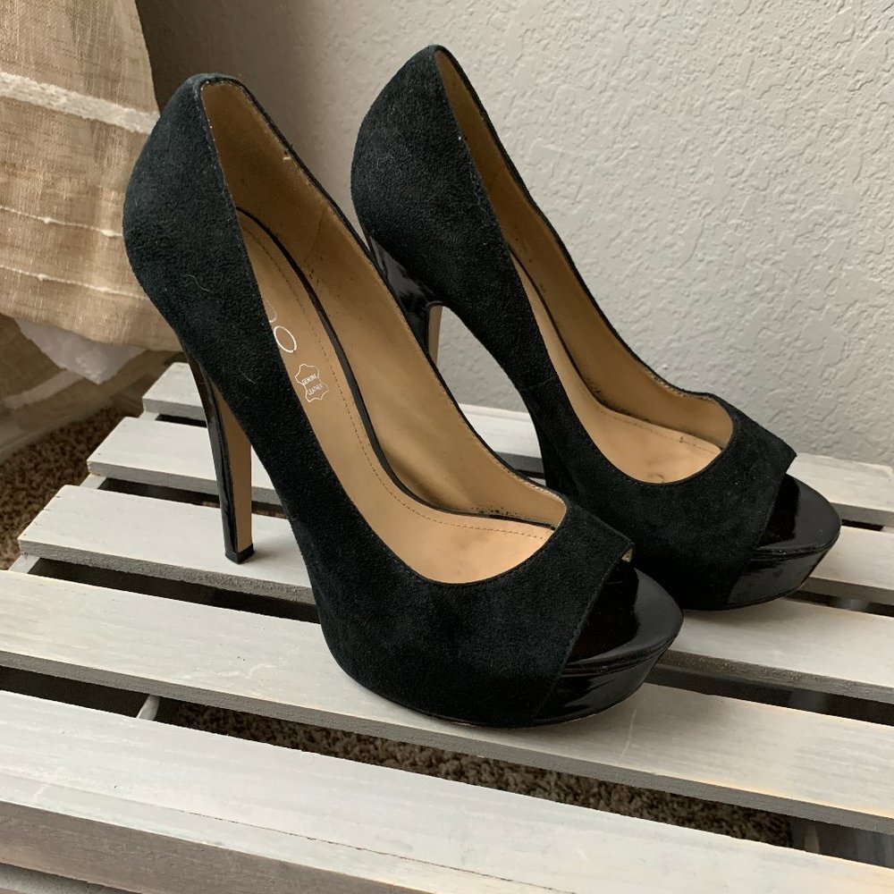Black Suede Aldo Platform Heels